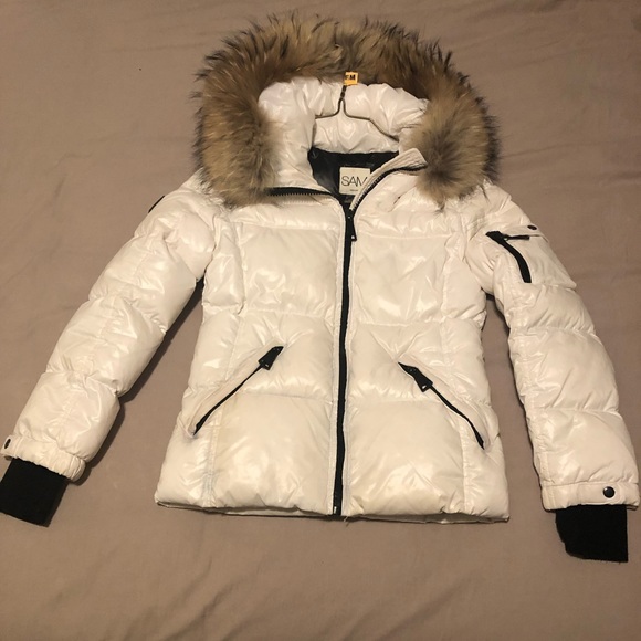 Hooded Sam White Coat SAM New York GIRLS Faux Fur Lara Hooded